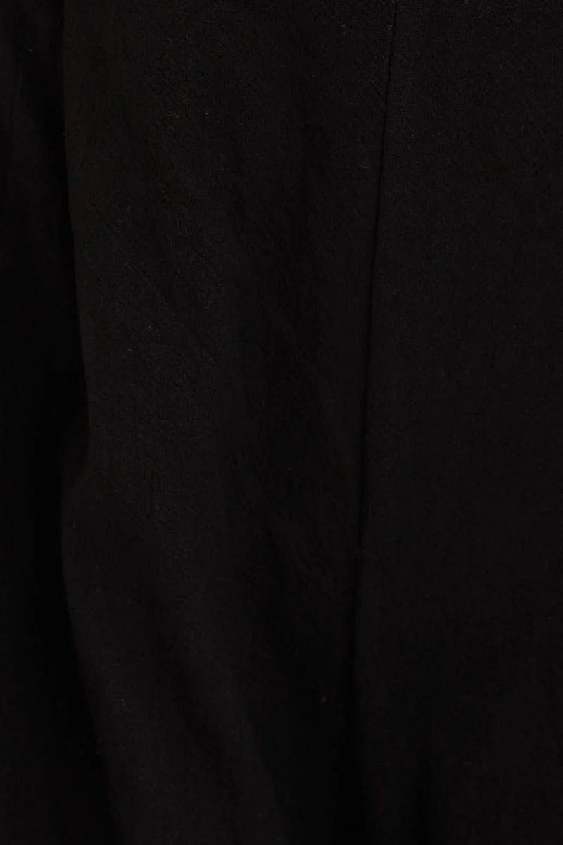 Black High Rise Waist Tie Crop Wide Pants