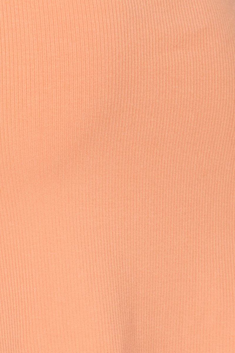 Orange Bodycon Dress Sleeveless Knit