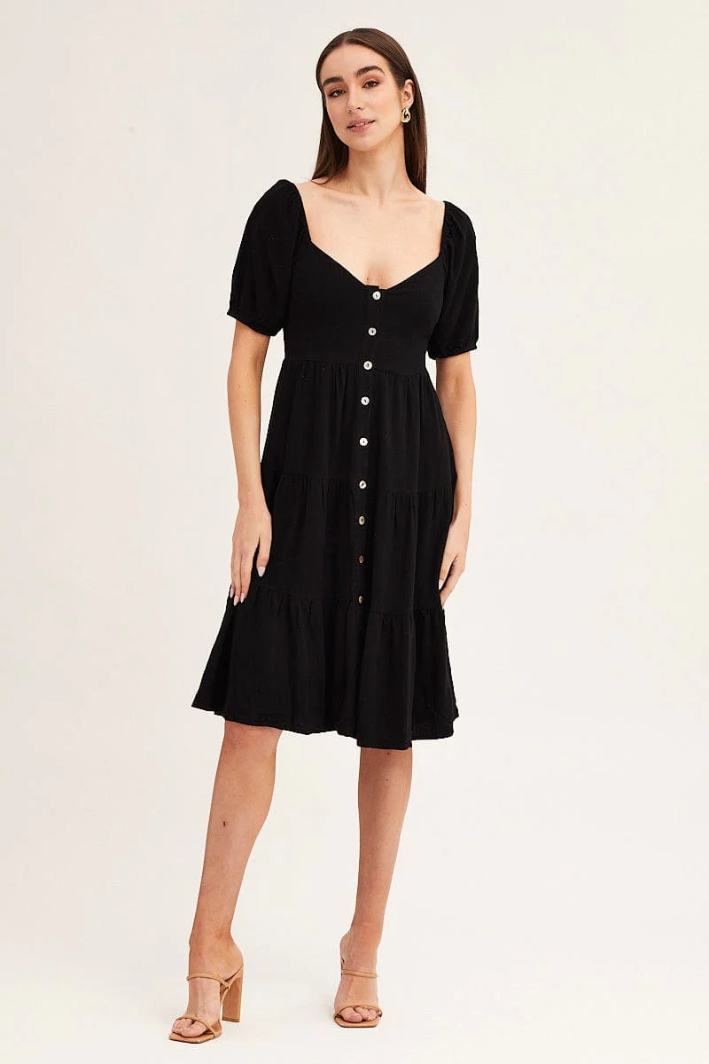 Black Midi Dress Sweetheart
