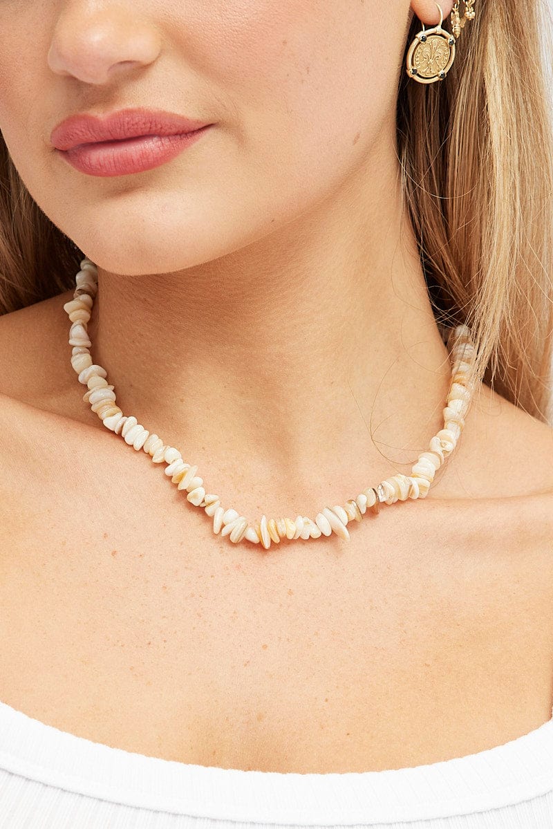 Beige Natural Stone Necklace