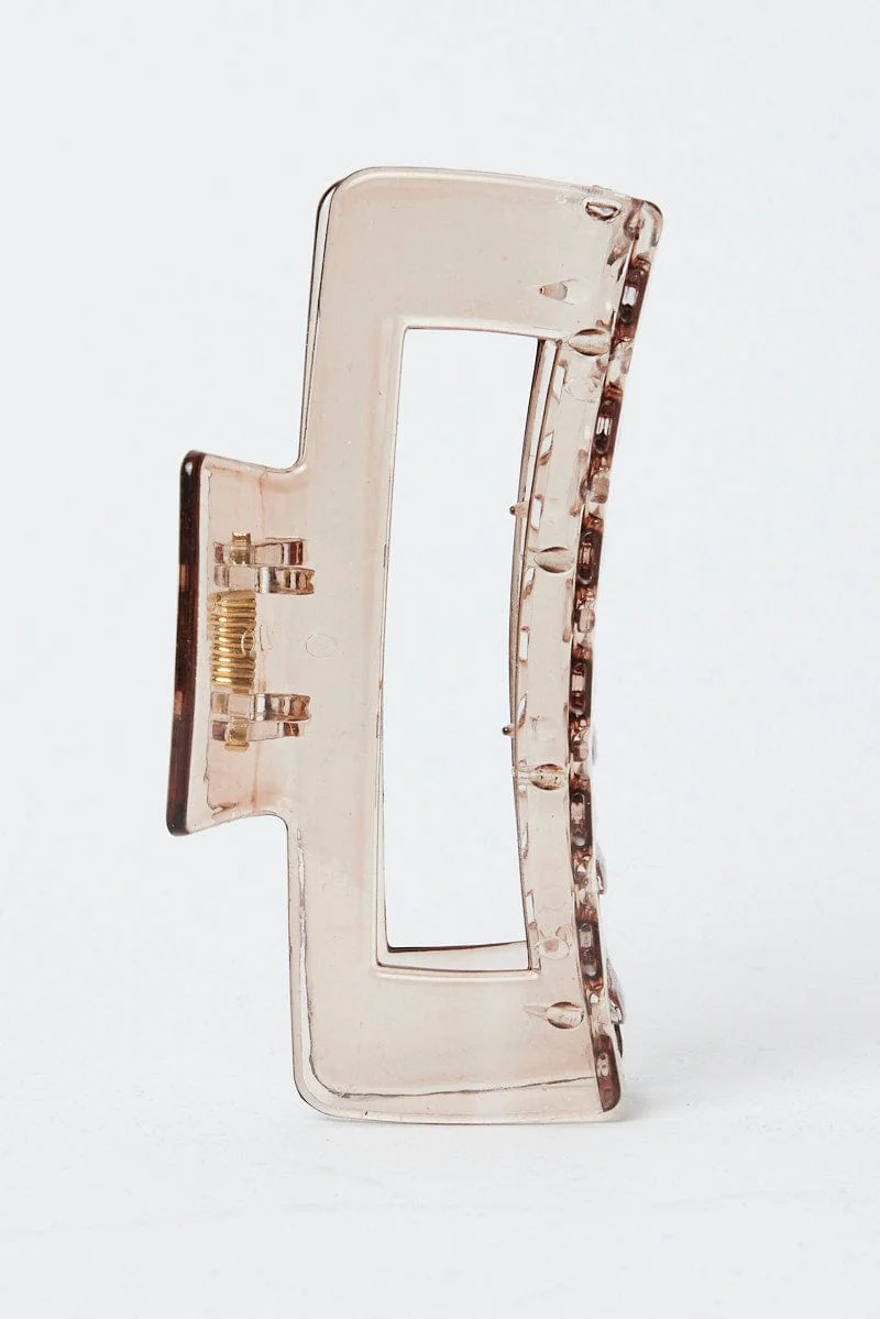 Brown Large Rectangle Claw Clip