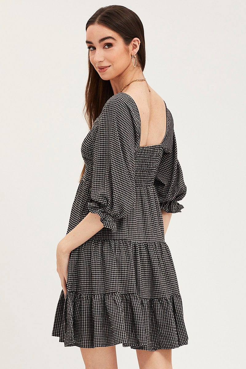 Check Mini Dress Short Sleeve