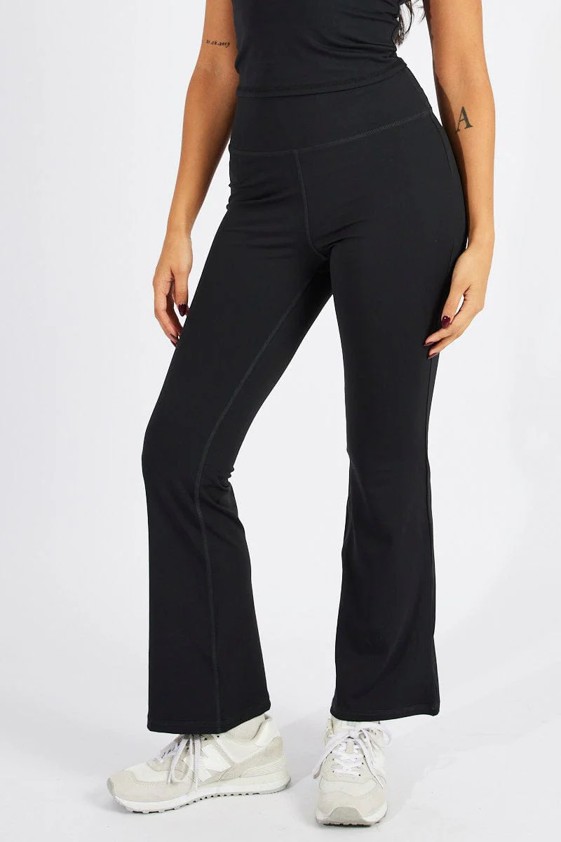 Black Flare Pants High Rise Supersoft Leggings
