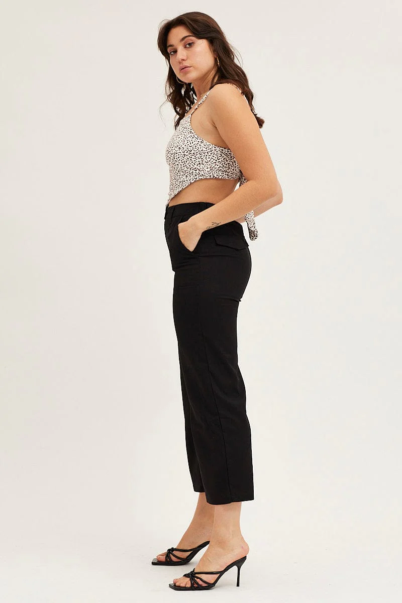 Black Wide Leg Pants High Rise