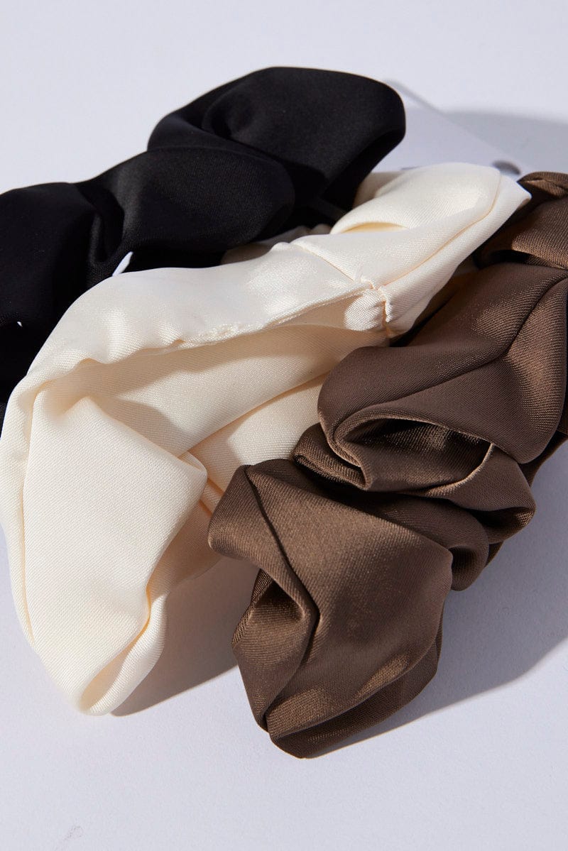 Multi 3 Pack Solid Colour Scrunchies