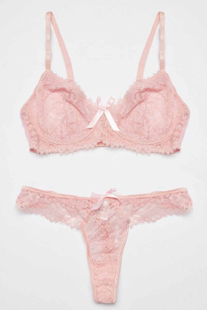 Pink Lace Lingerie Set