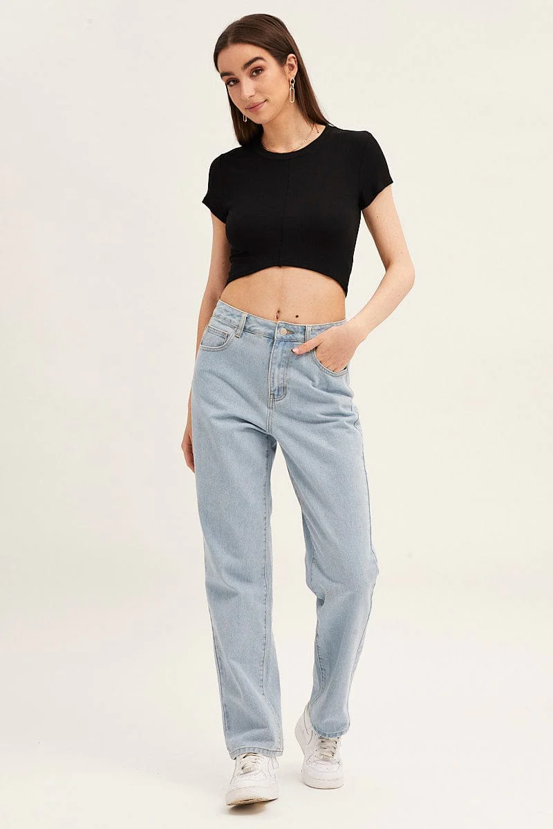 Black T Shirt Short Sleeve Crew Neck