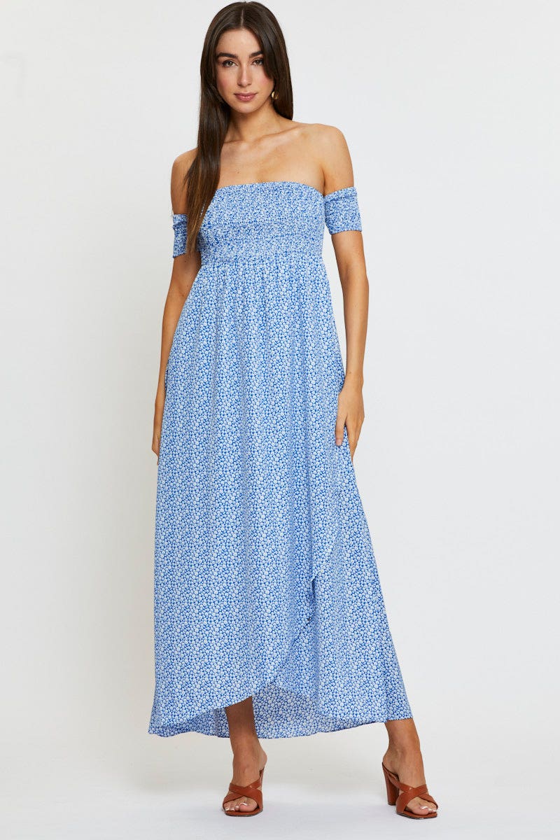 Print Maxi Dress Off Shoulder