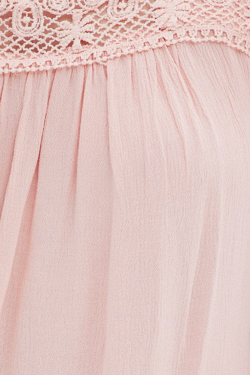 Pink Lace Trim Top