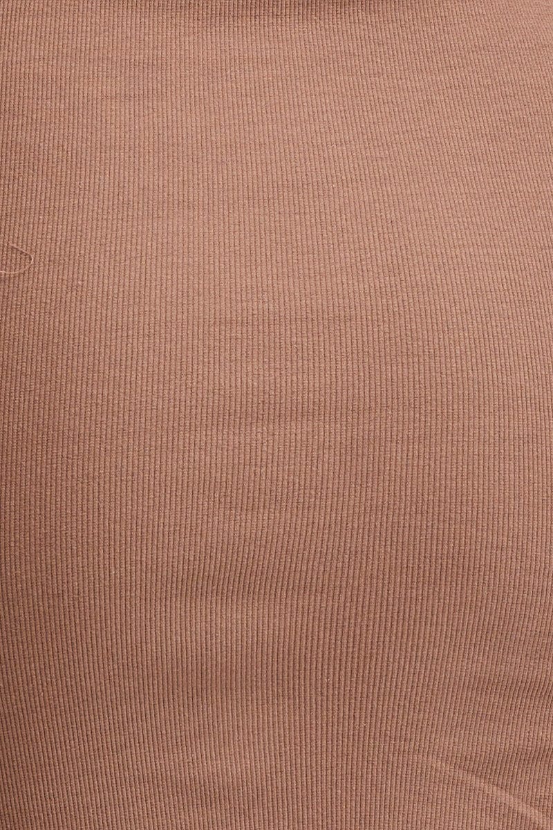 Brown Dress Long Sleeve Crew Neck