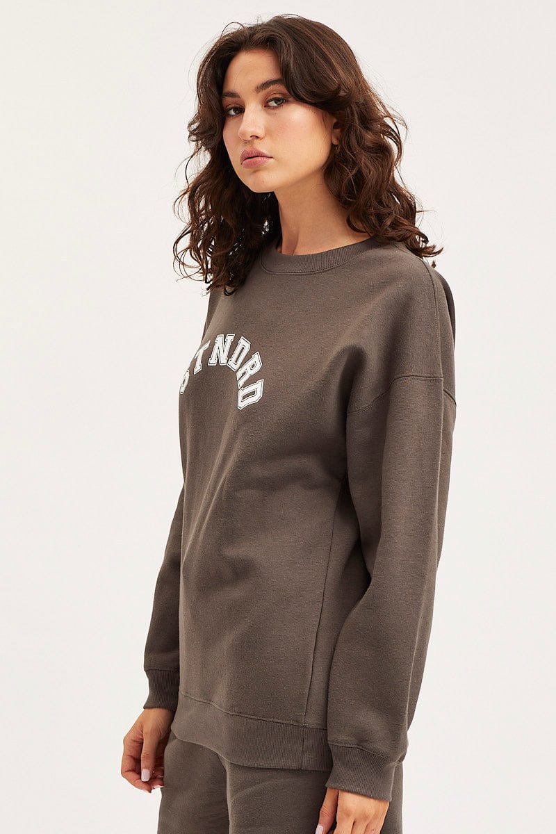 Grey Unisex Sweatshirts Oversized Crew Neck