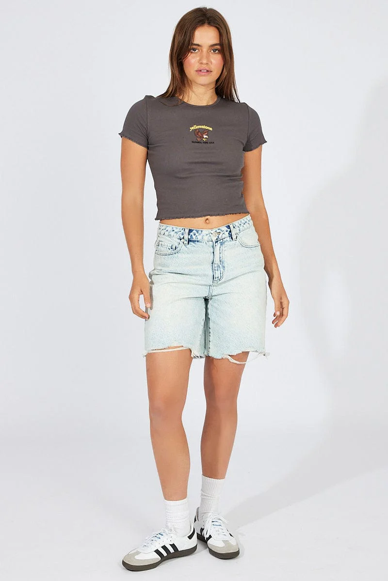 Grey Graphic Tee Short Sleeve