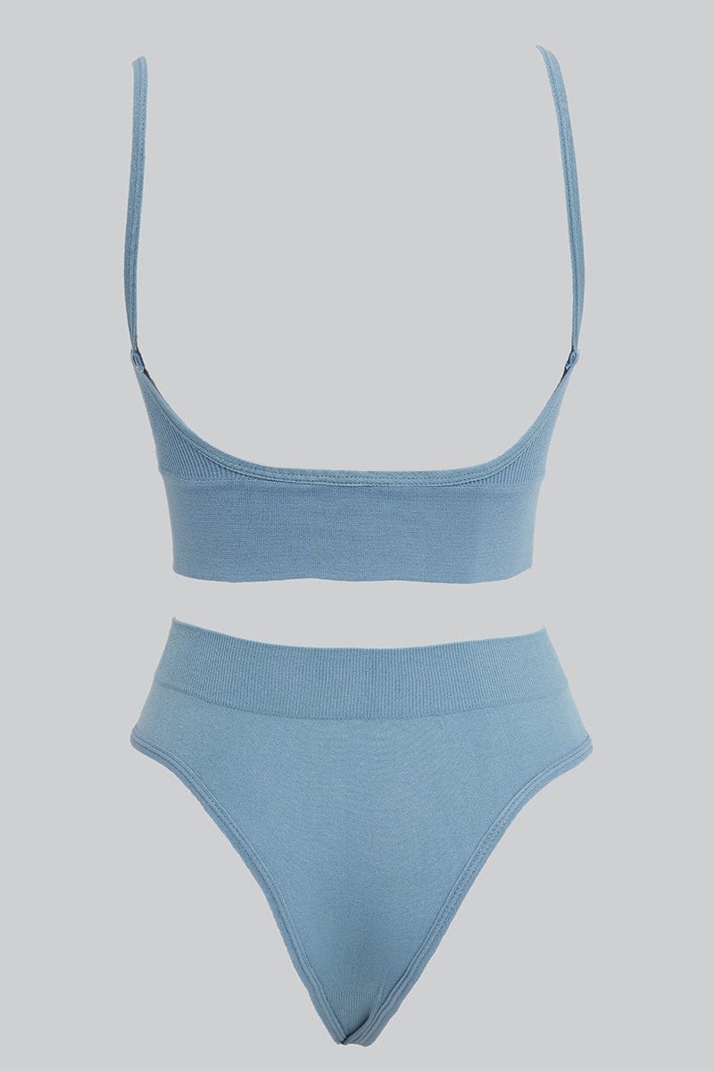 Blue Seamless Lingerie Set