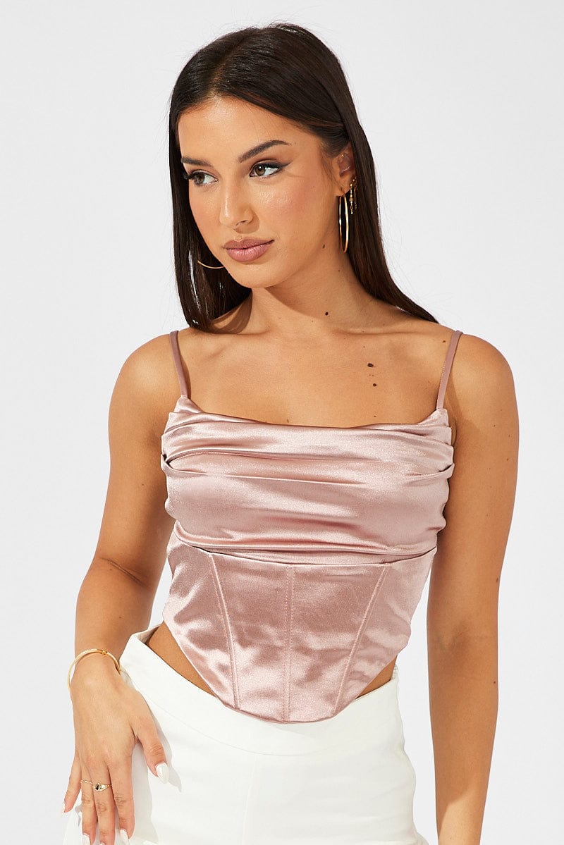 Pink Satin Cami Sleeveless Strap