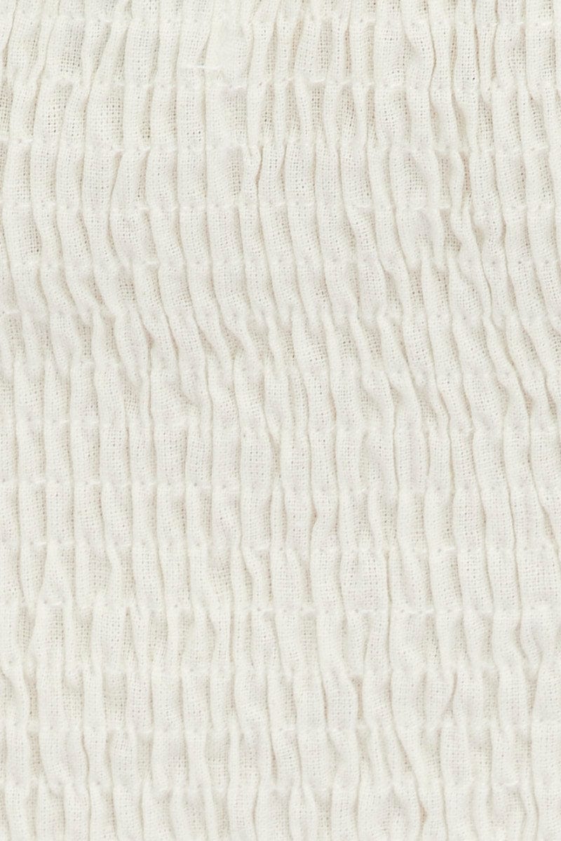 White Crop Top Short Sleeve Square Neck