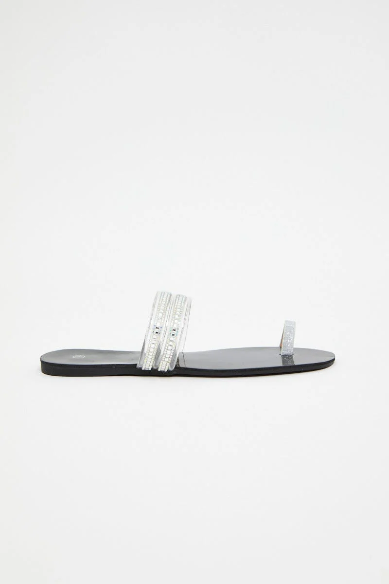 Silver Silver Flat Slides