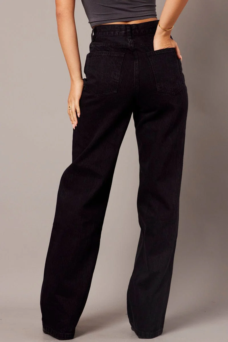 Black Wide Leg Jean High Rise