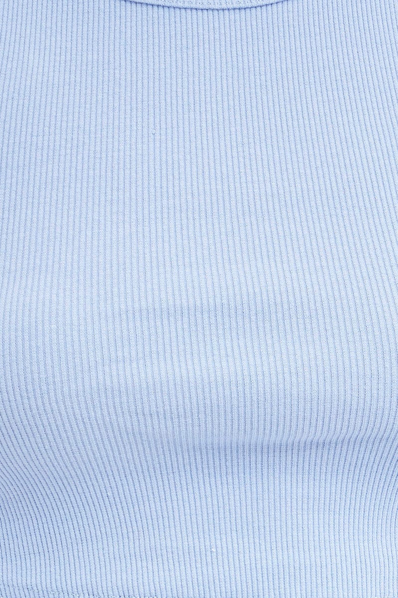 Blue Tank Top Sleeveless Crew Neck