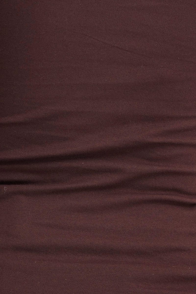 Brown Tank Top Sleeveless Square Neck Cotton