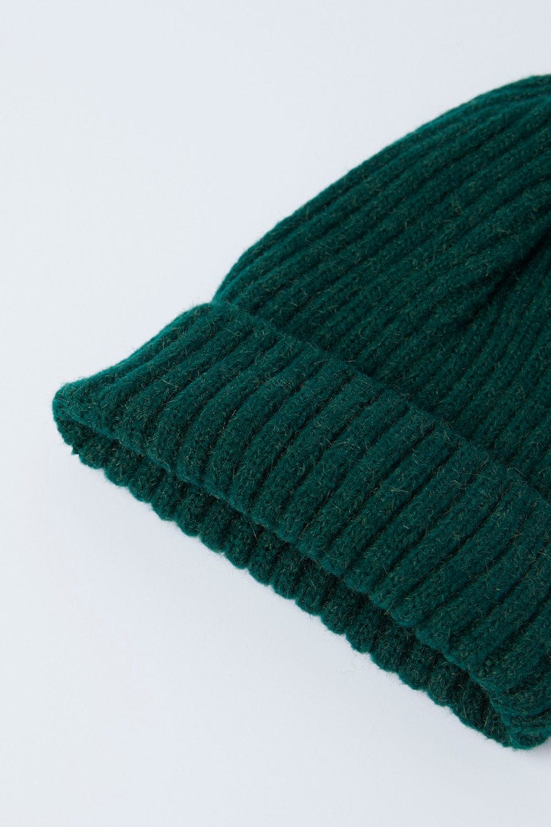 Green Rib Beanie