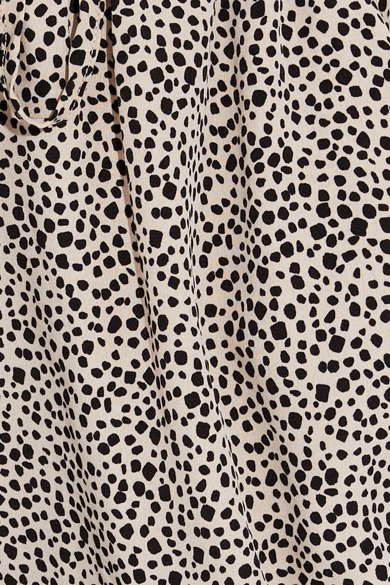 Beige Animal Print Wide Leg Pants High Rise