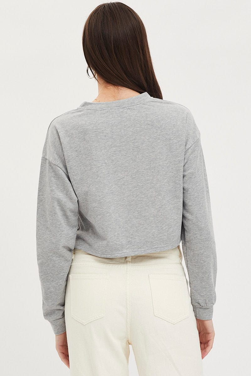 Grey Graphic Sweater Long Sleeve