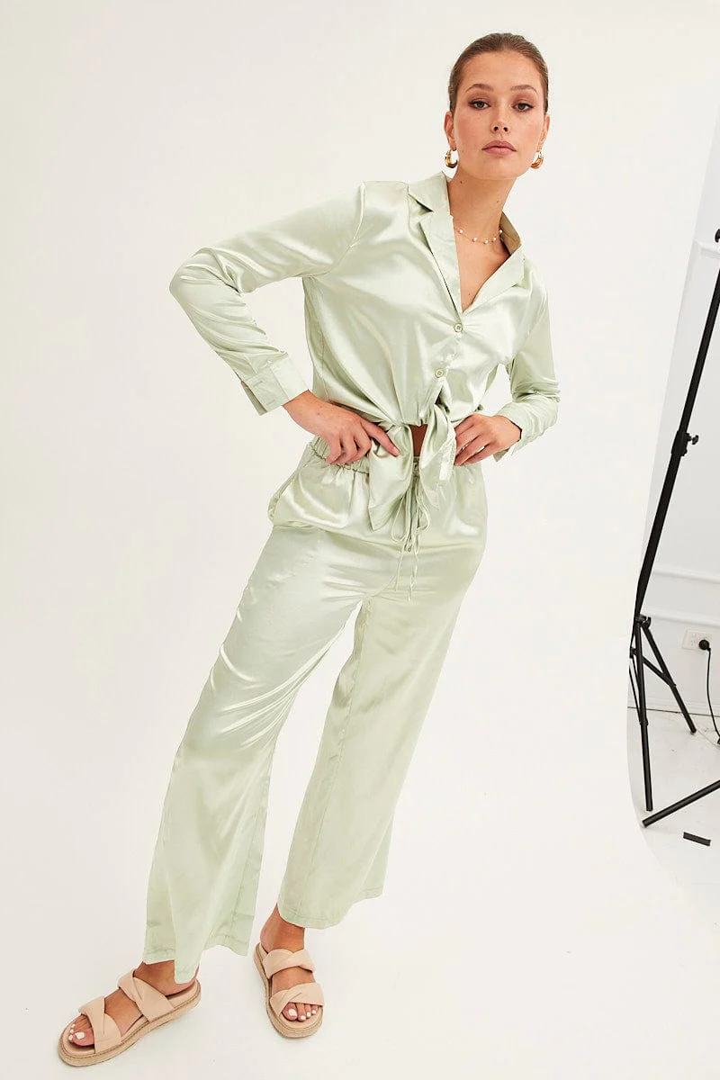 Green Wide Leg Pants