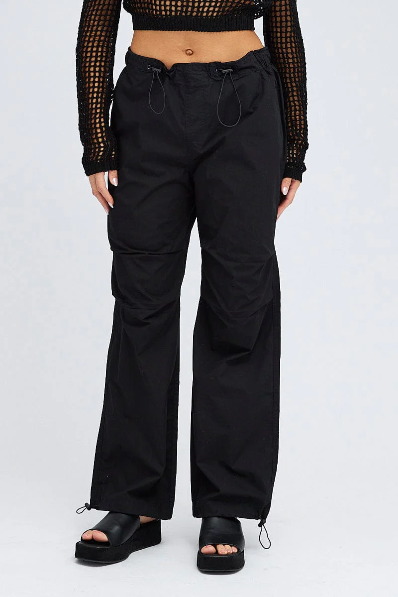 Black Parachute Pants Cargo
