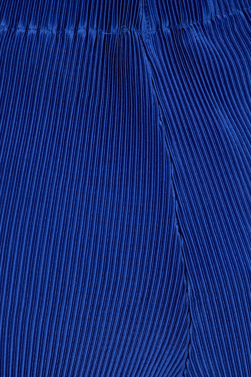 Blue Plisse Short High Waist