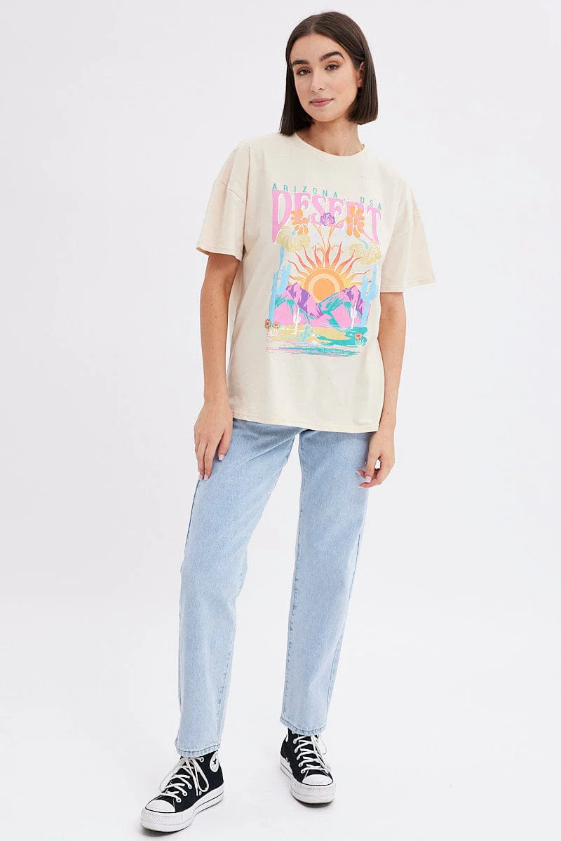 Beige Graphic Tee Beige Desert Arizona Festival Tshirt