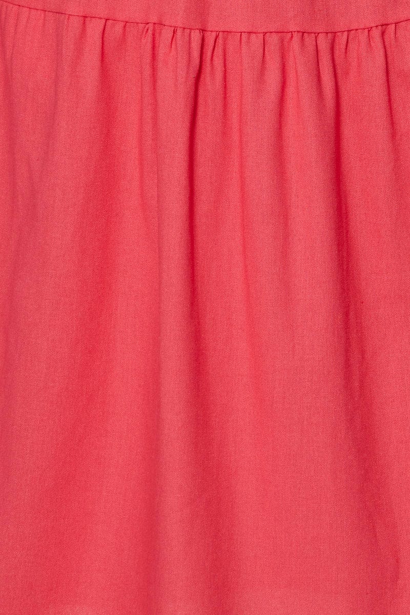 Pink Midi Dress Square Neck