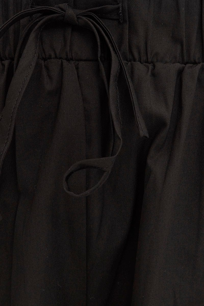 Black Mini Shorts High Rise Elastic Waist