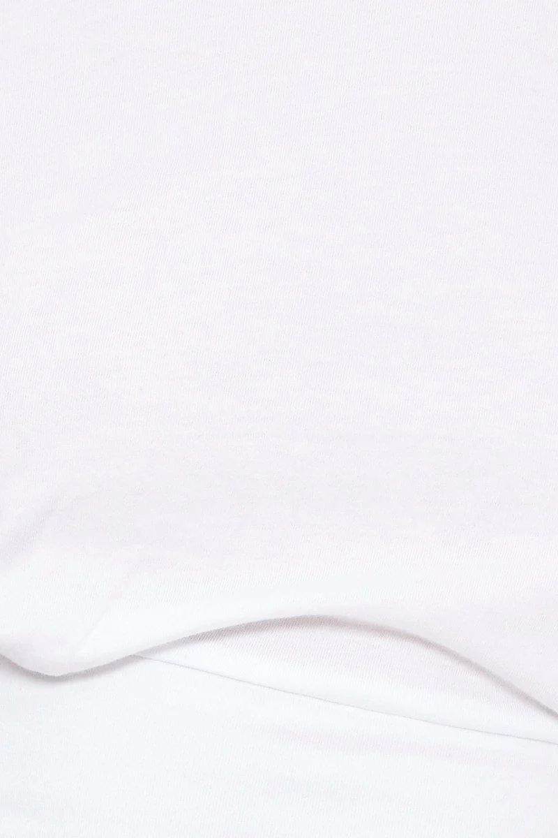 White Short Sleeve Jersey Floral Print Open Back Tie Top