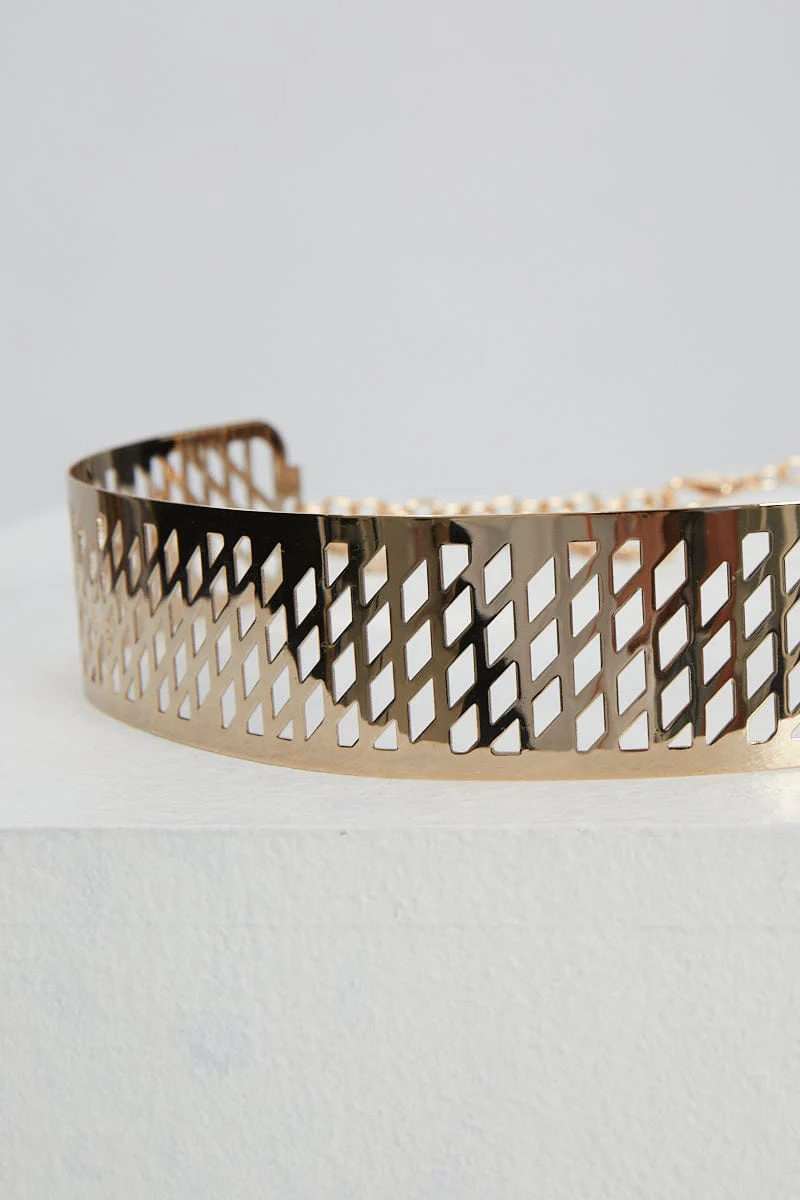 Metallic Patterned Metal Belt