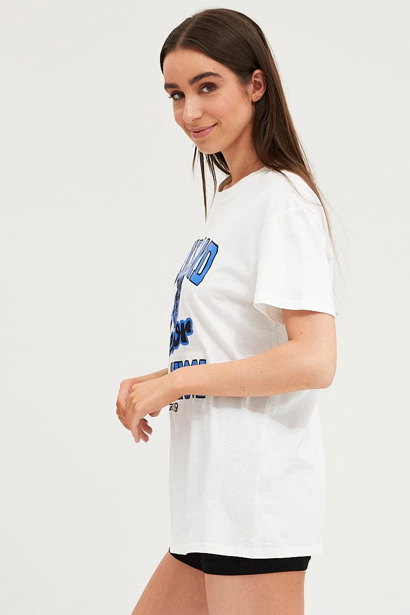 White Graphic T Shirt Short Sleeve