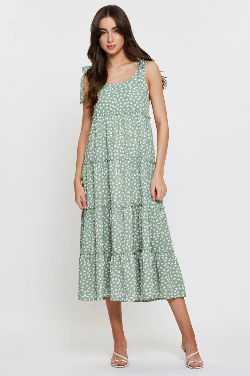 Geo Print A Line Dress Maxi
