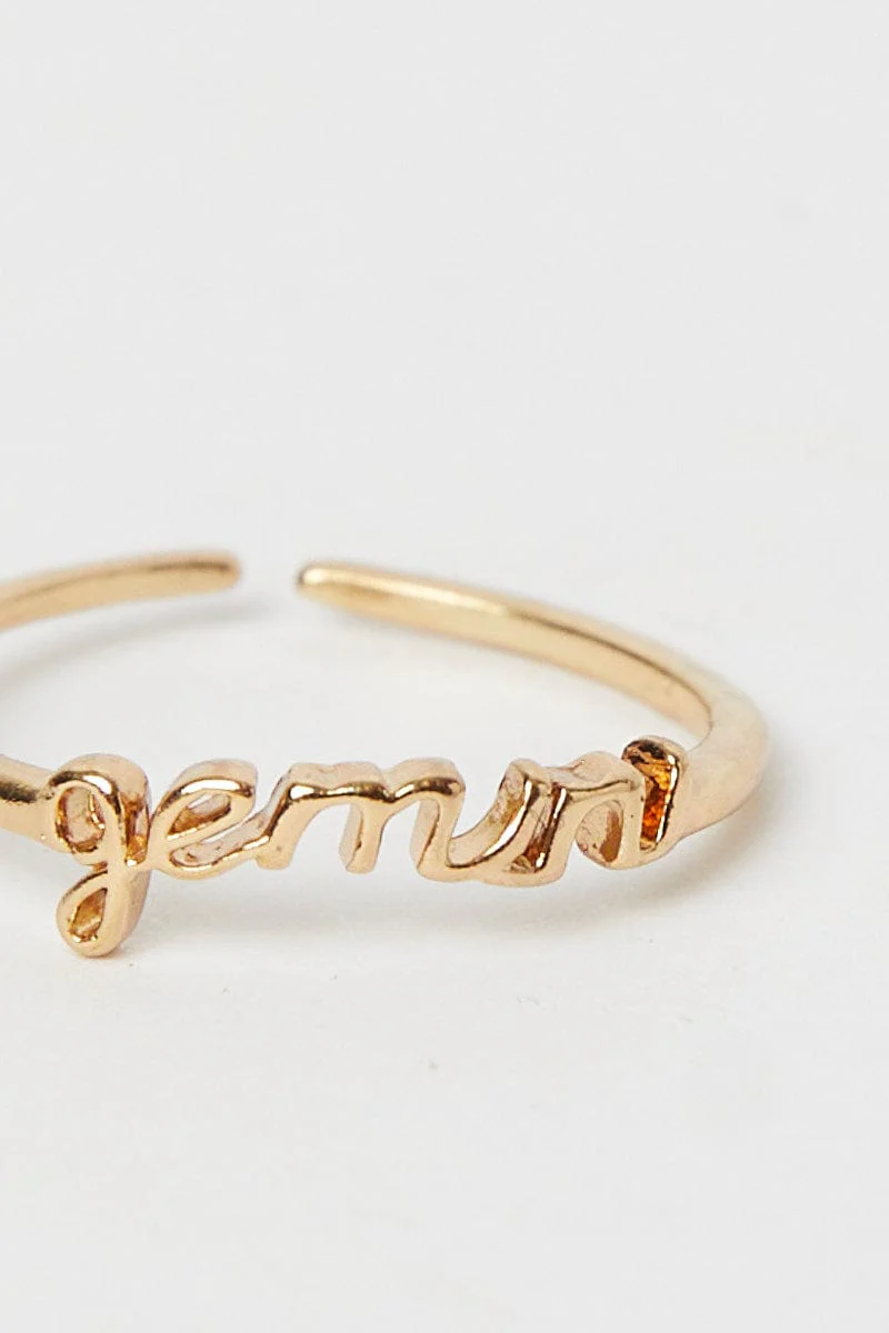 Metallic Gemini Zodiac Star Sign Ring