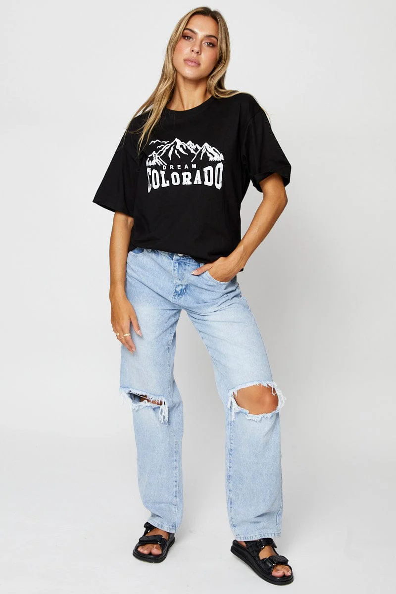 Black Graphic T Shirt Short Sleeve