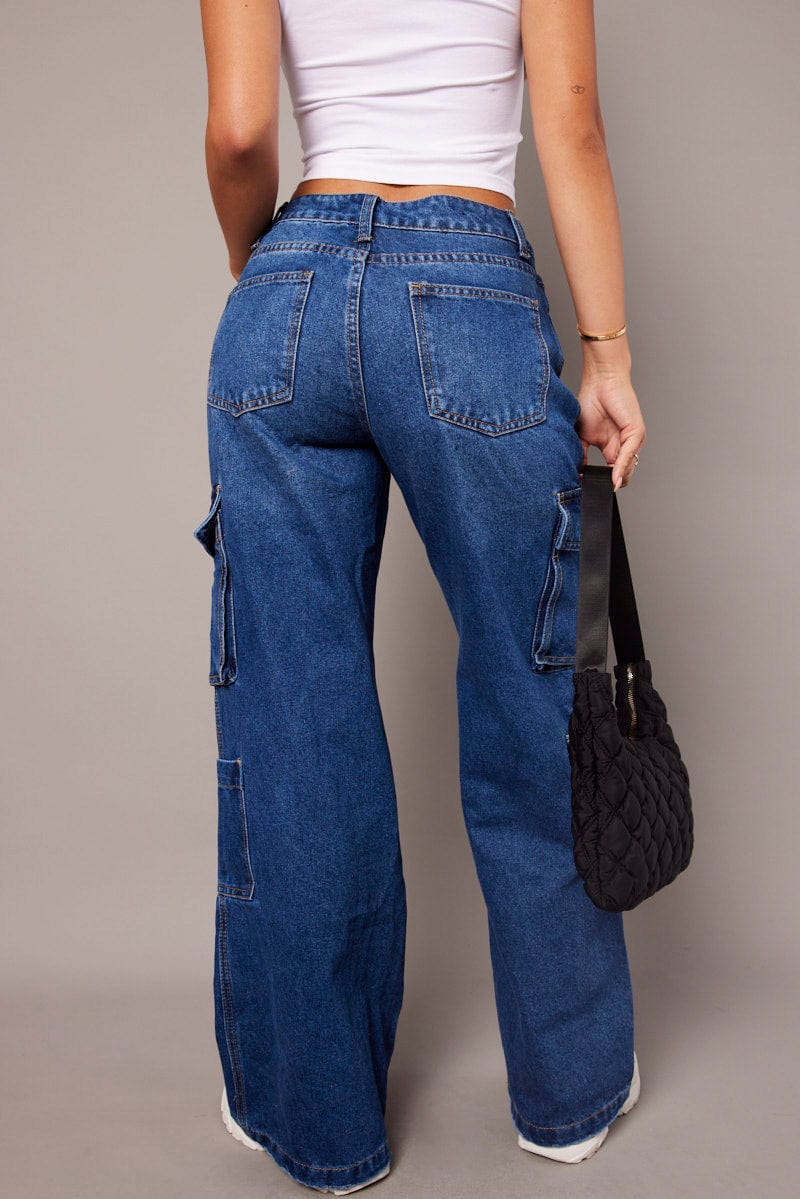 Denim Cargo Jean Mid Rise