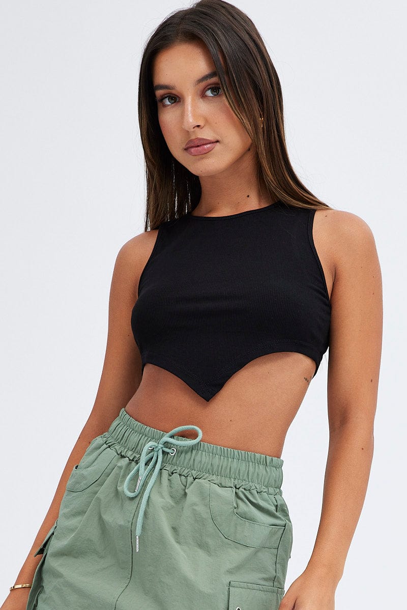 Black Scarf Tank Top