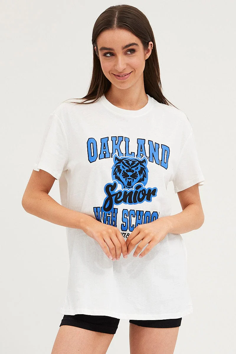 White Graphic T Shirt Short Sleeve