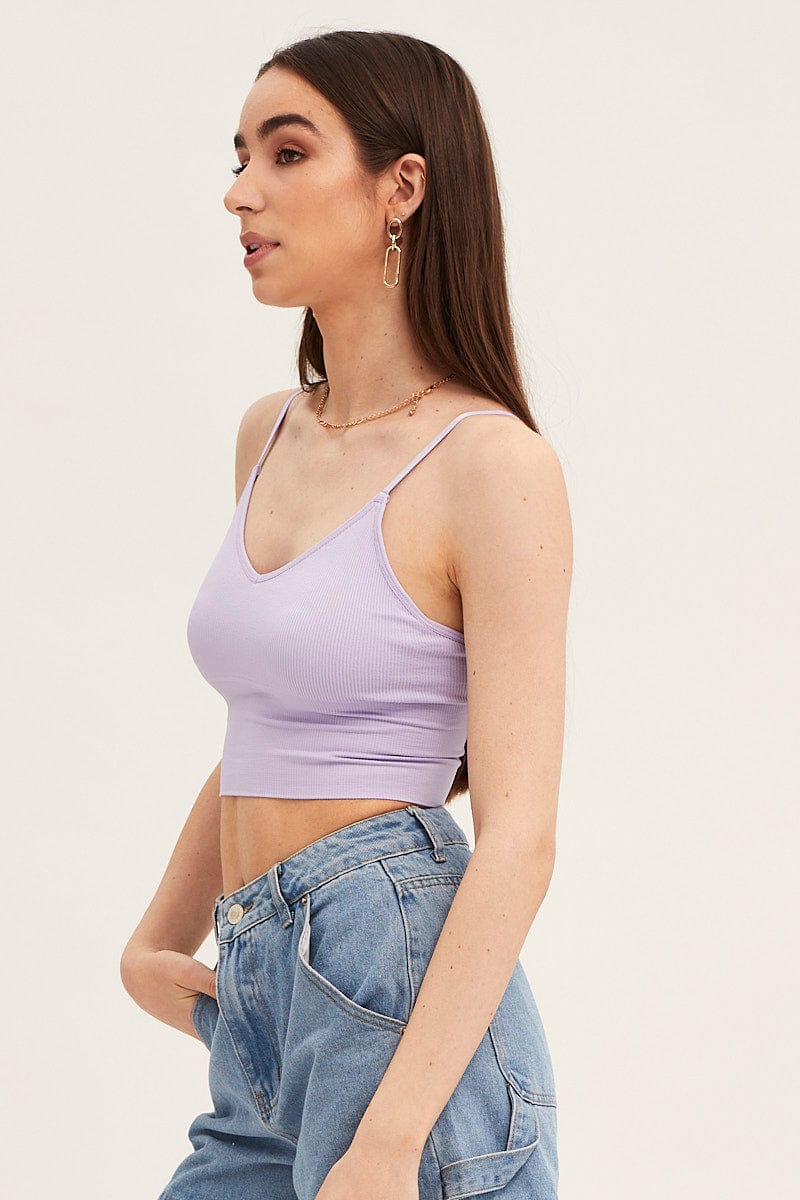 Purple Crop Singlet Top Seamless