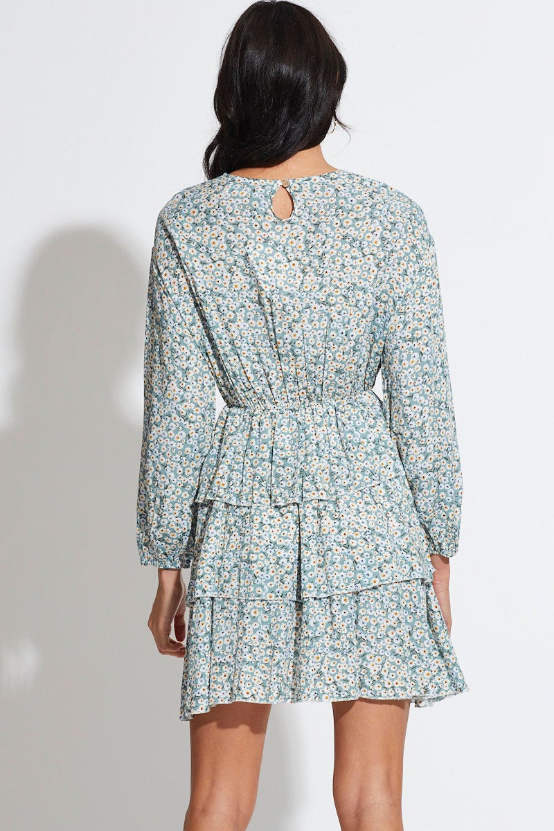 Print Mini Dress Long Sleeve