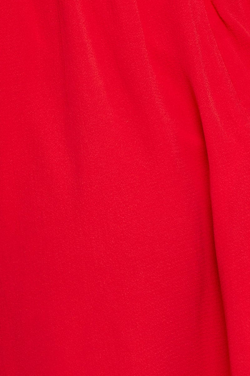 Red Mini Dress Off Shoulder Round Neck