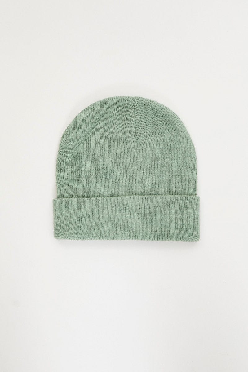 Green Ribbed Beanie