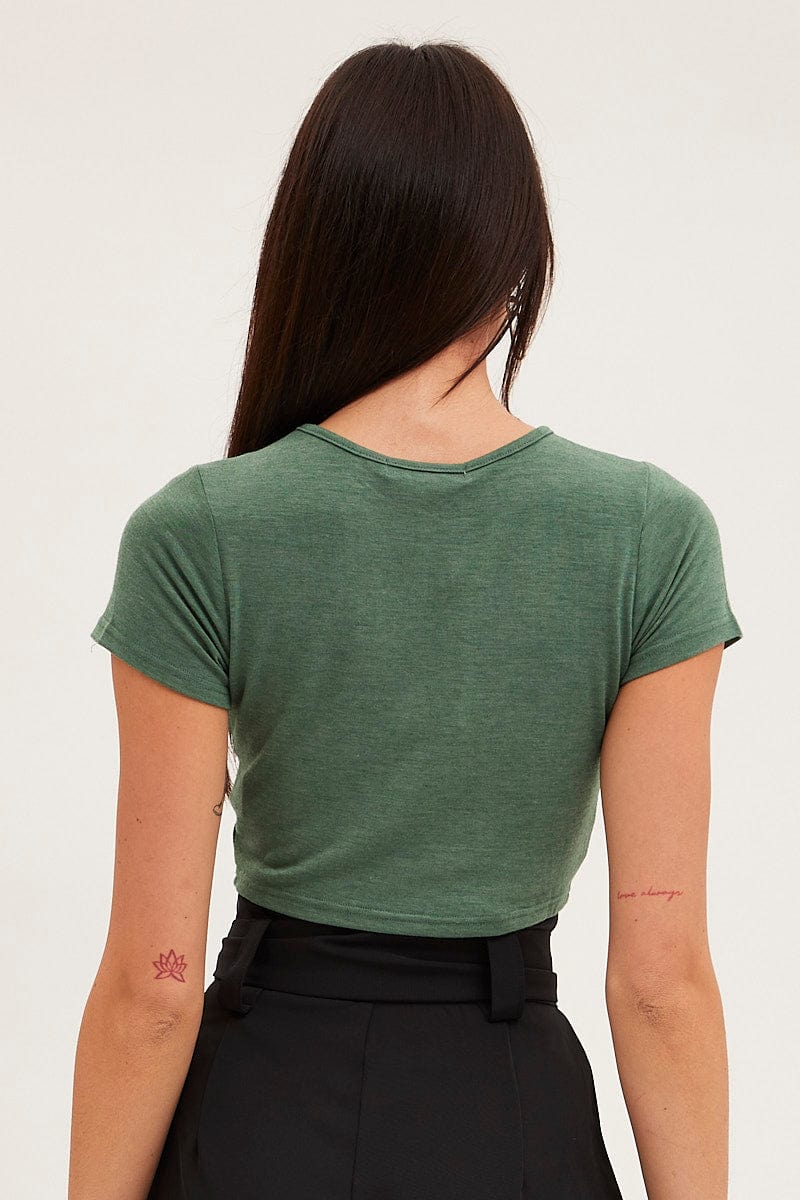 Green Keyhole T Shirt Short Sleeve