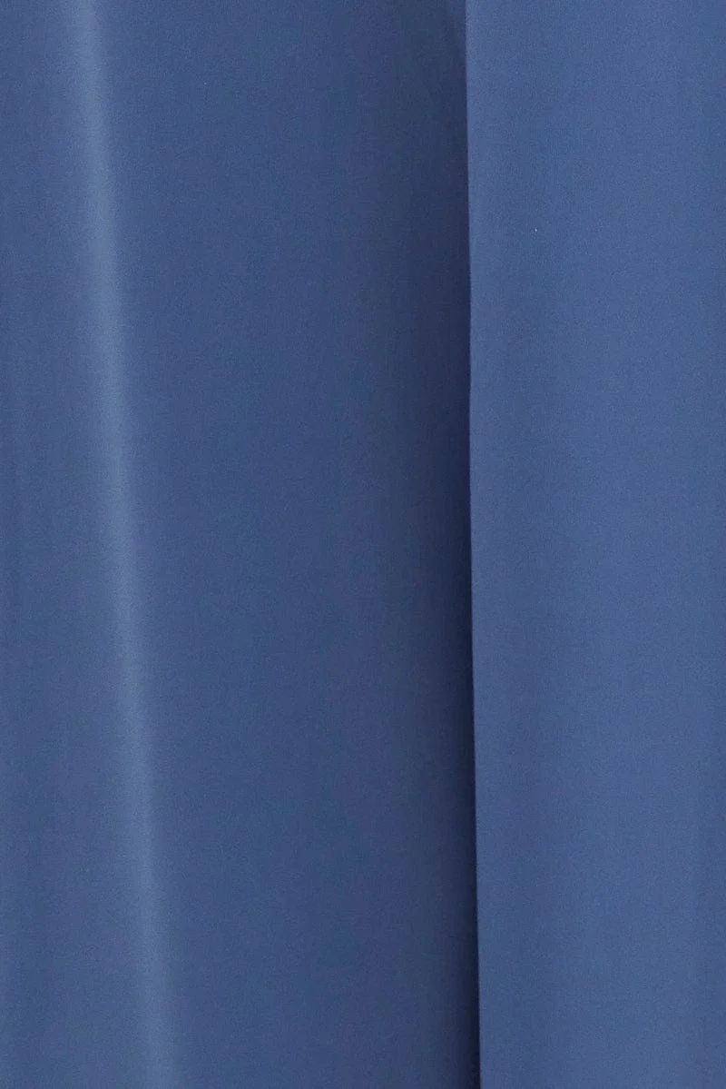 Blue Bandeau Top Sleeveless Strapless Longline Nylon