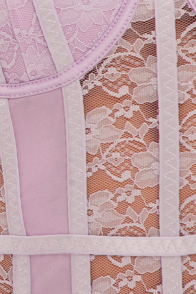 Purple Lace Bodysuit Singlet