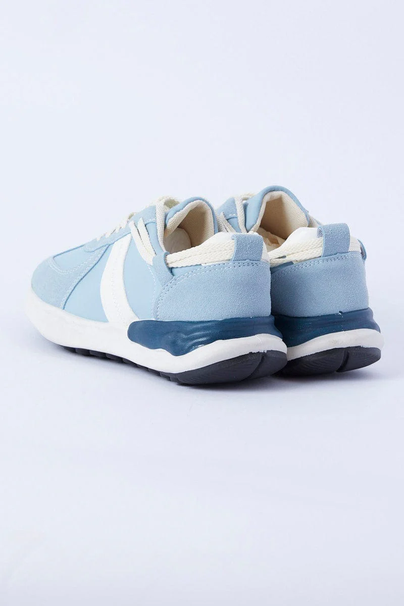 Blue Colorblock Lace Up Trainers Sneakers
