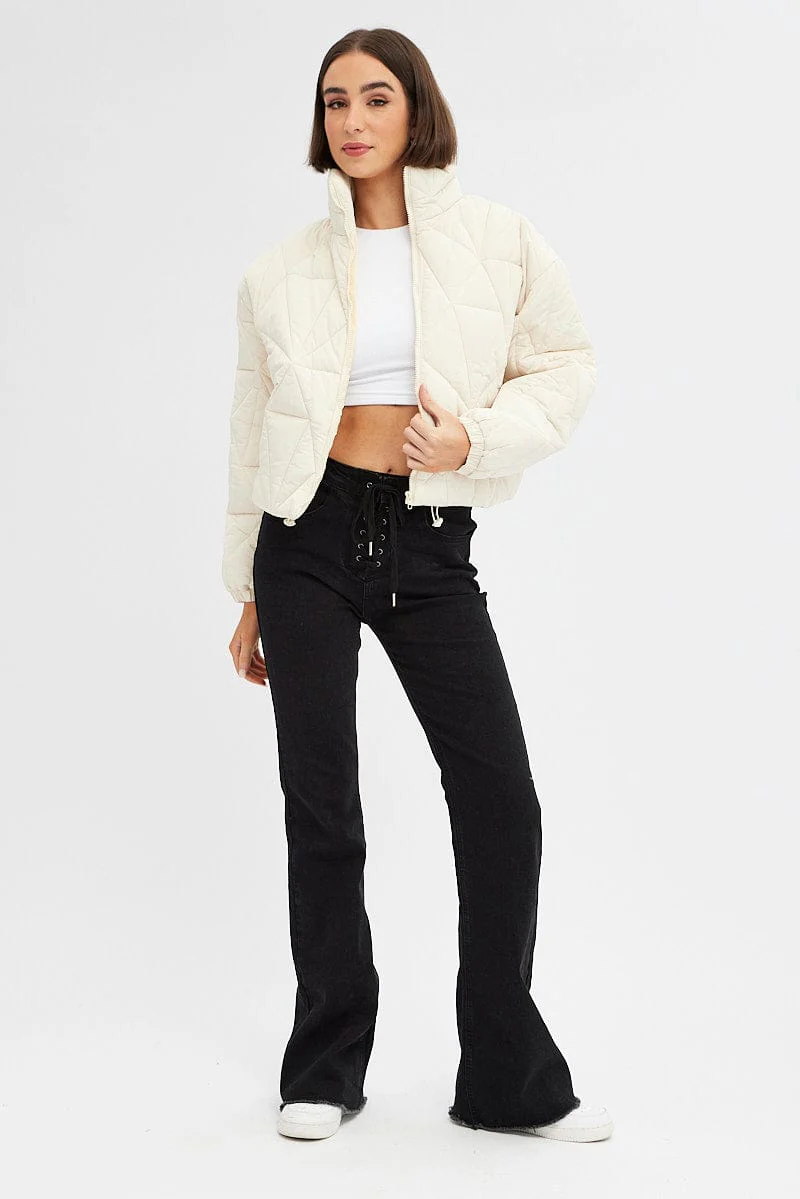 White Puffer Jacket Long Sleeve